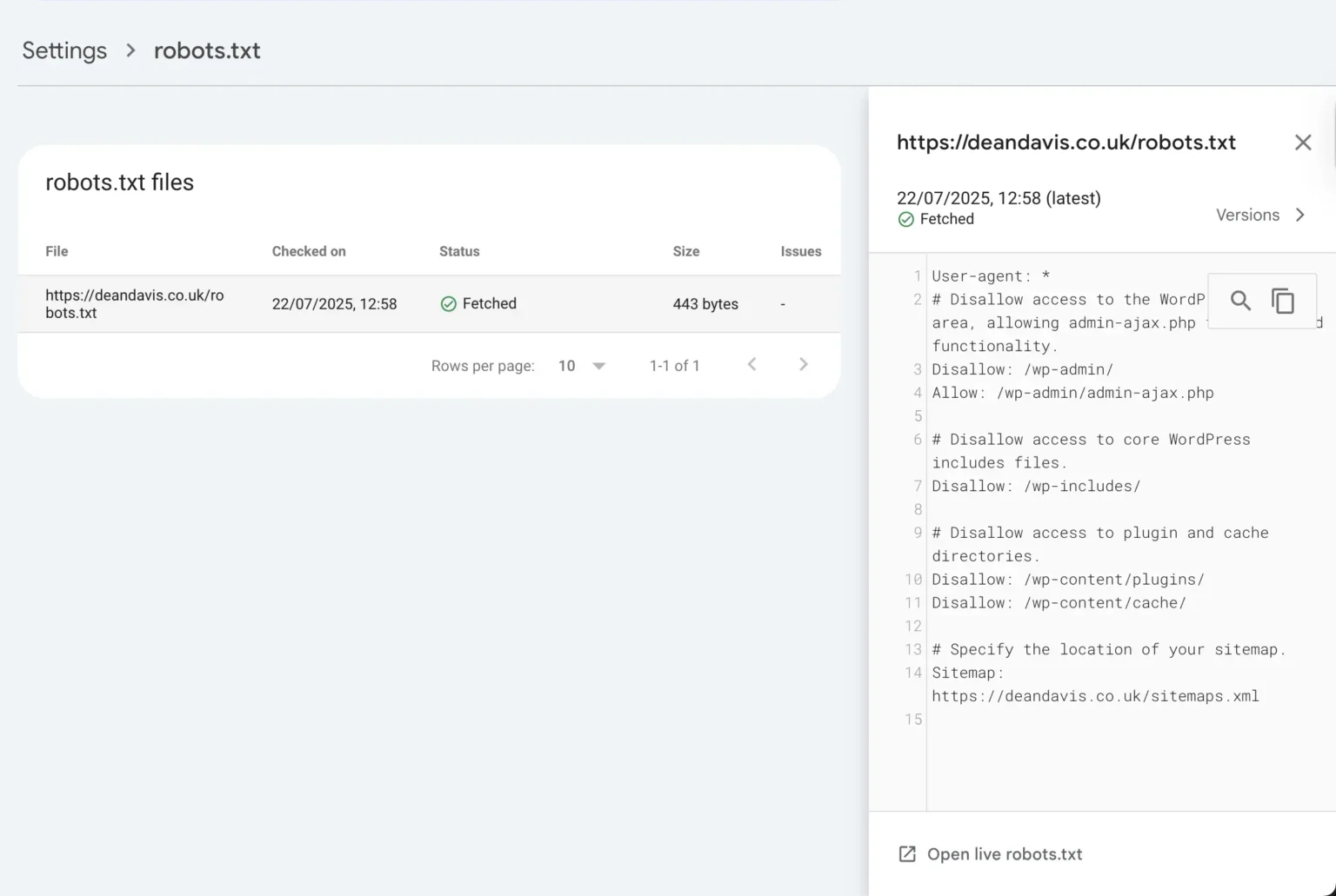 Google Search Console robots.txt Tester and URL Fetch report