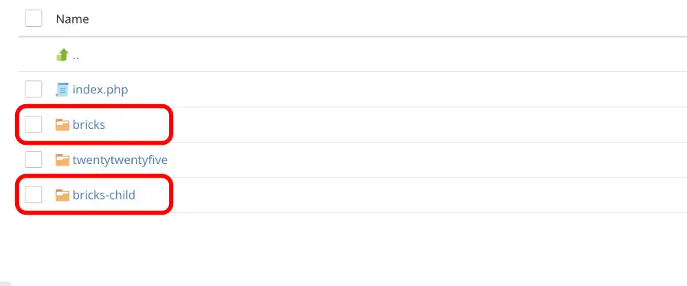 File manager with both parent and child theme folders