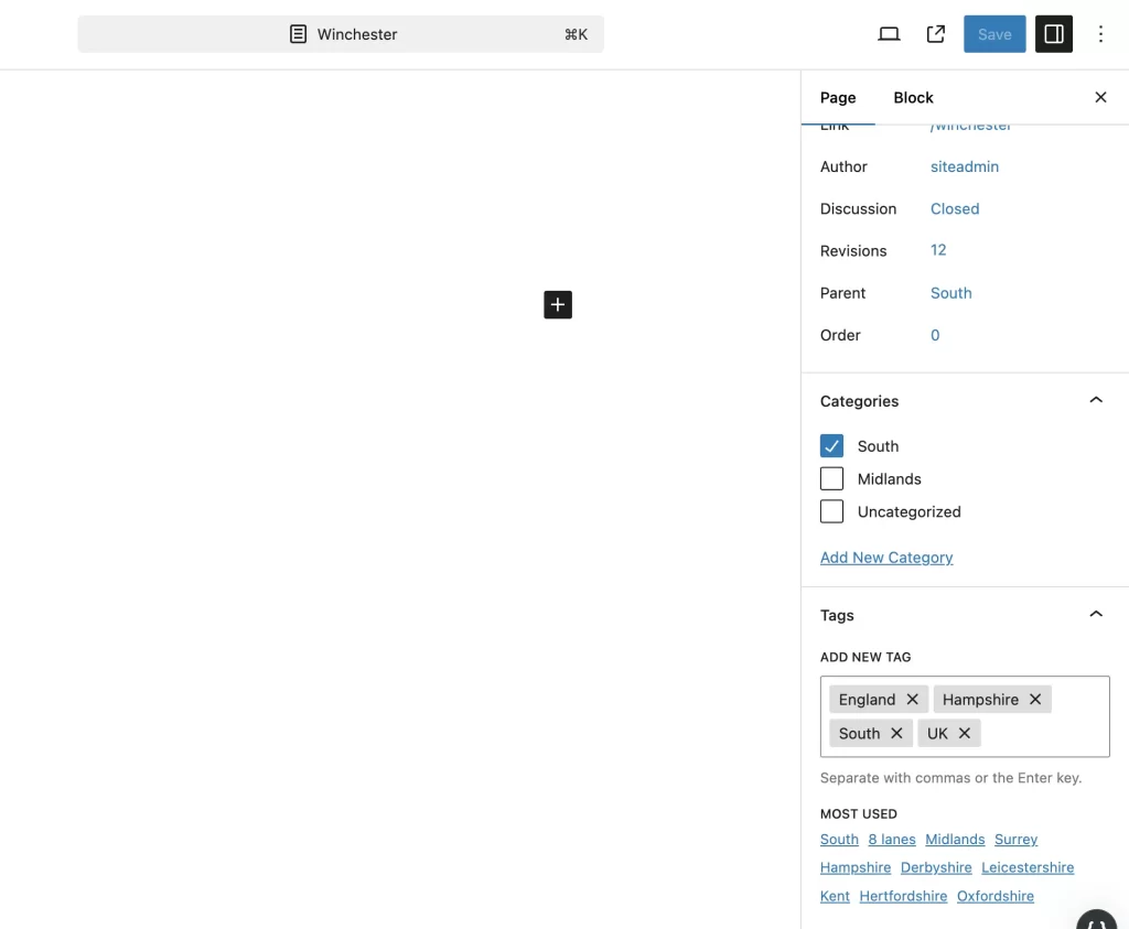 Category and tags on wordpress pages