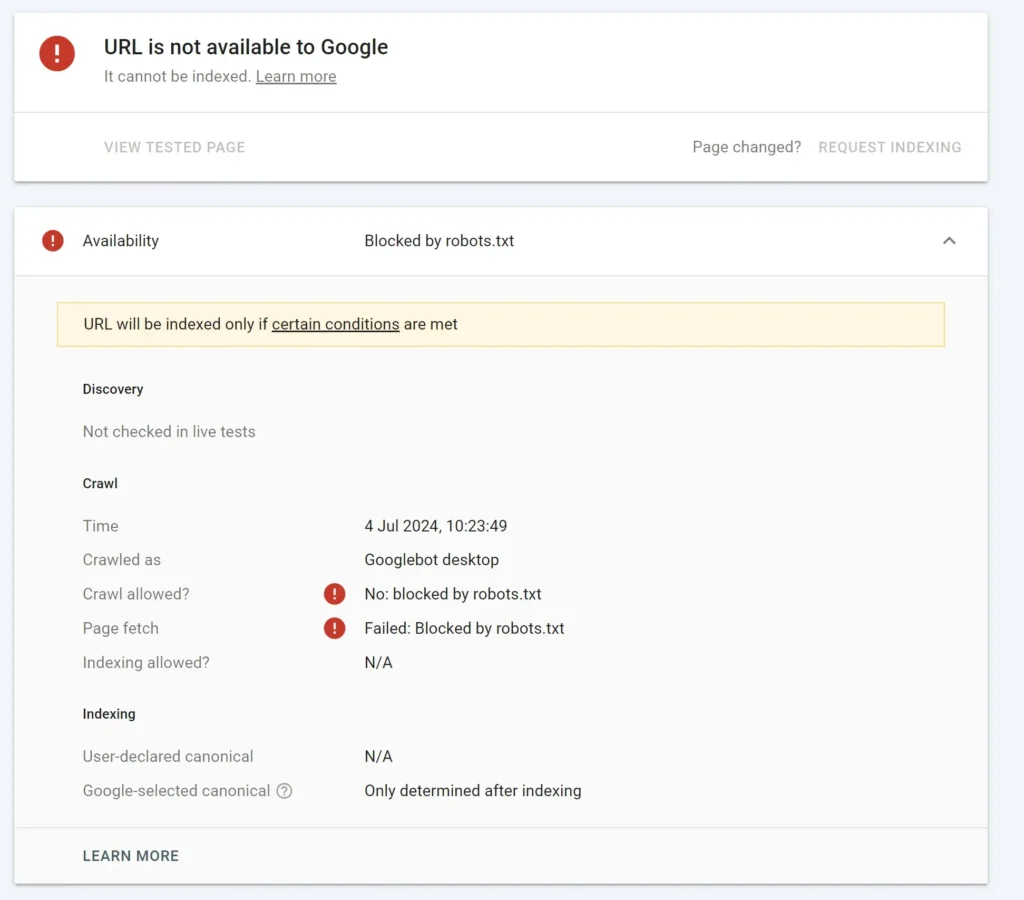 Google Blocked by robot txt