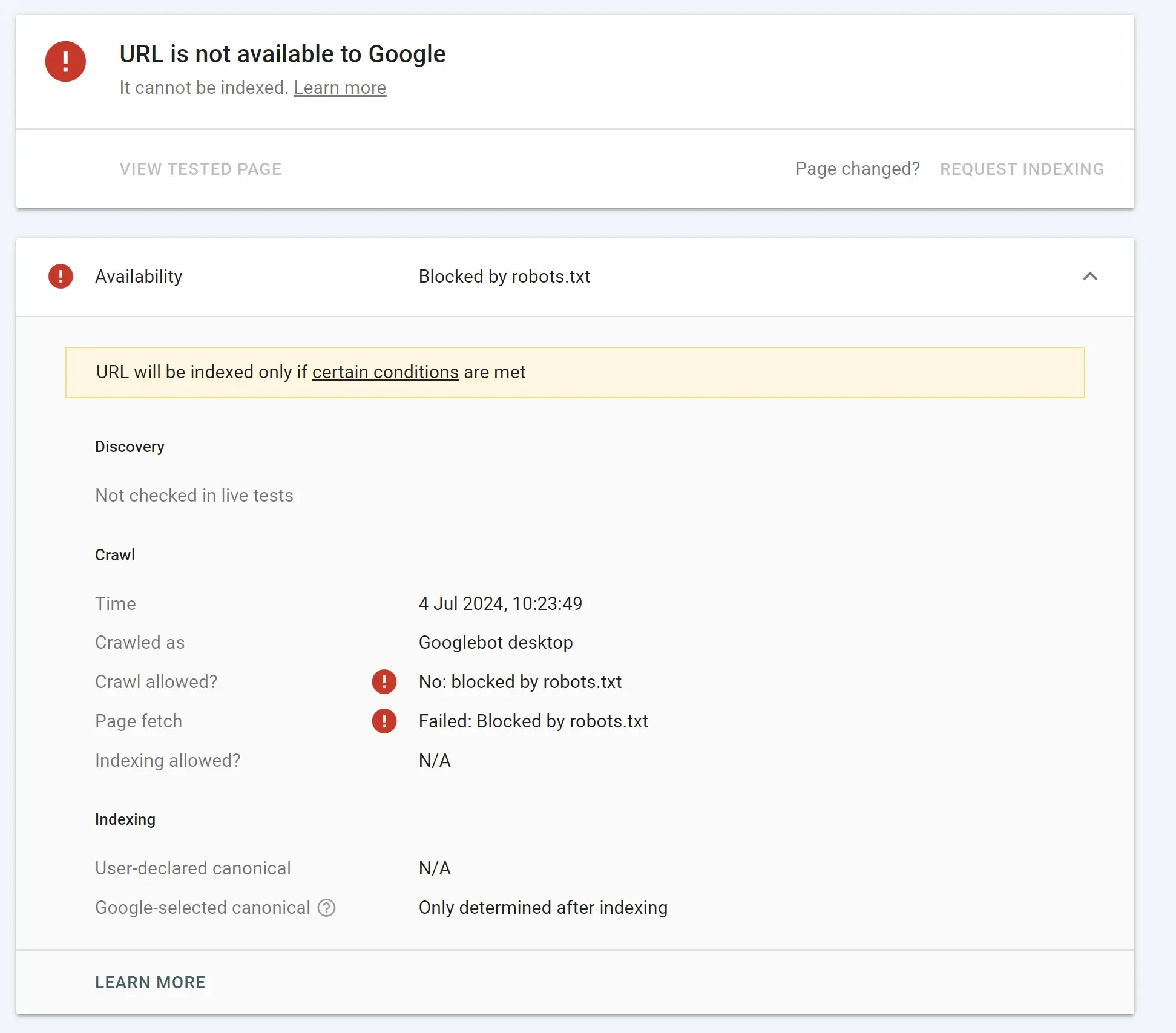 Google Blocked by robot txt