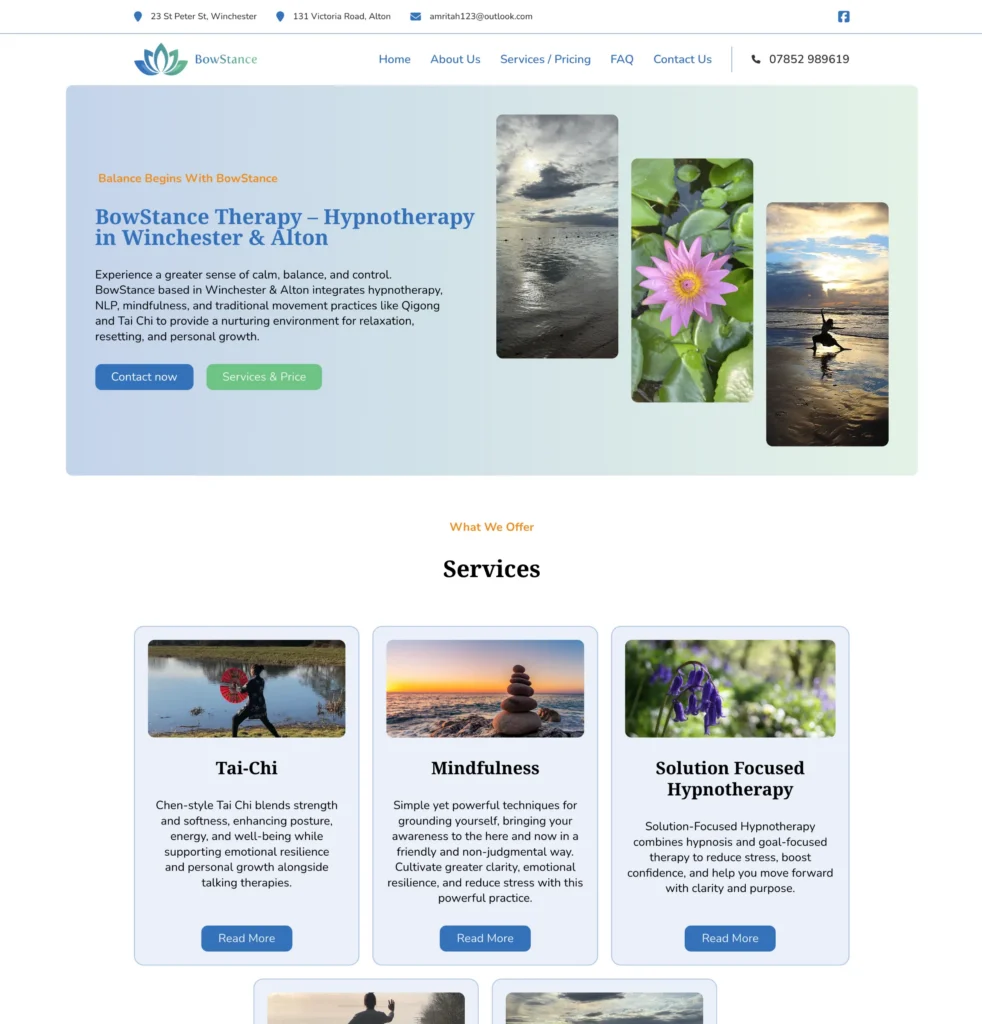 Bowstance Website screenshot